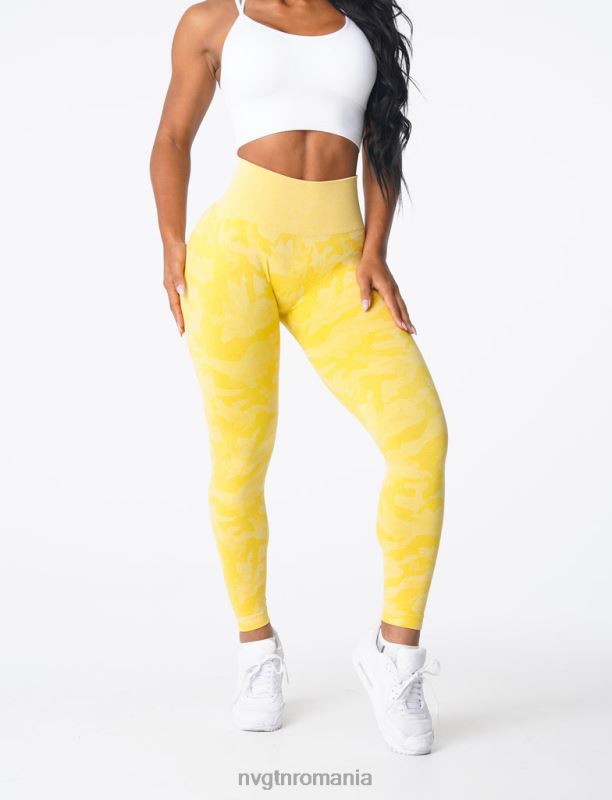 NVGTN jambiere camuflate fără cusături fitness galben soare femei F0DH665