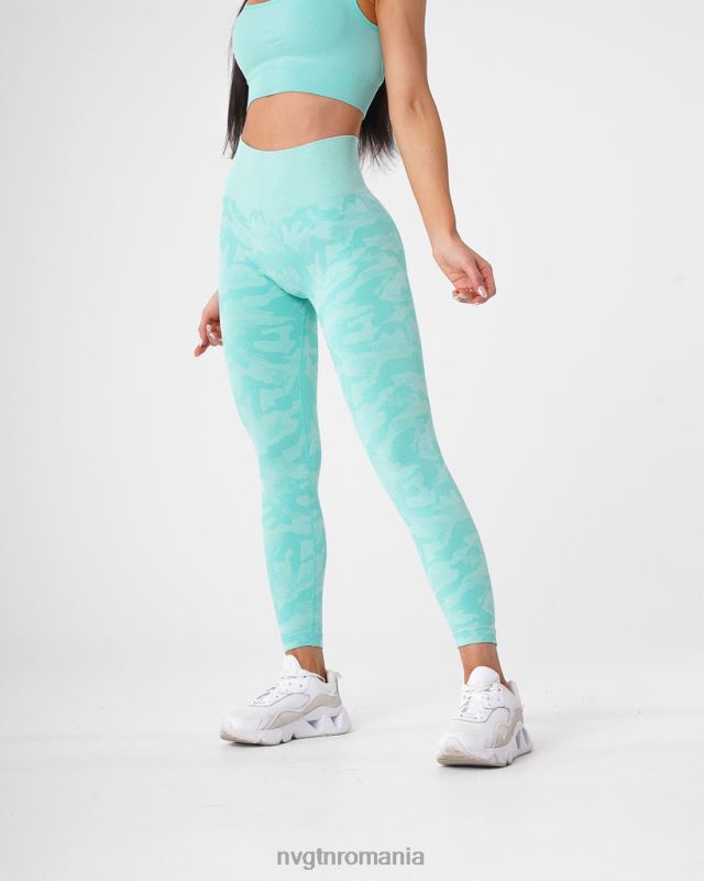 NVGTN jambiere camuflate fără cusături fitness mentă femei F0DH668