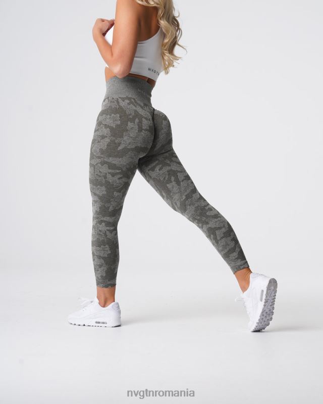 NVGTN jambiere camuflate fără cusături fitness verde kaki femei F0DH675