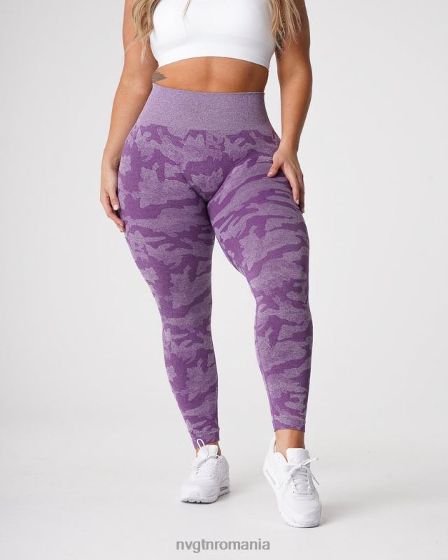 NVGTN jambiere camuflate fără cusături fitness violet femei F0DH658