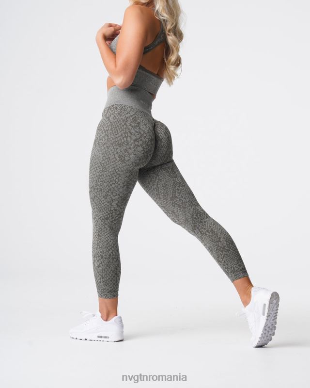 NVGTN jambiere fără sudură din piele de șarpe fitness verde kaki femei F0DH686