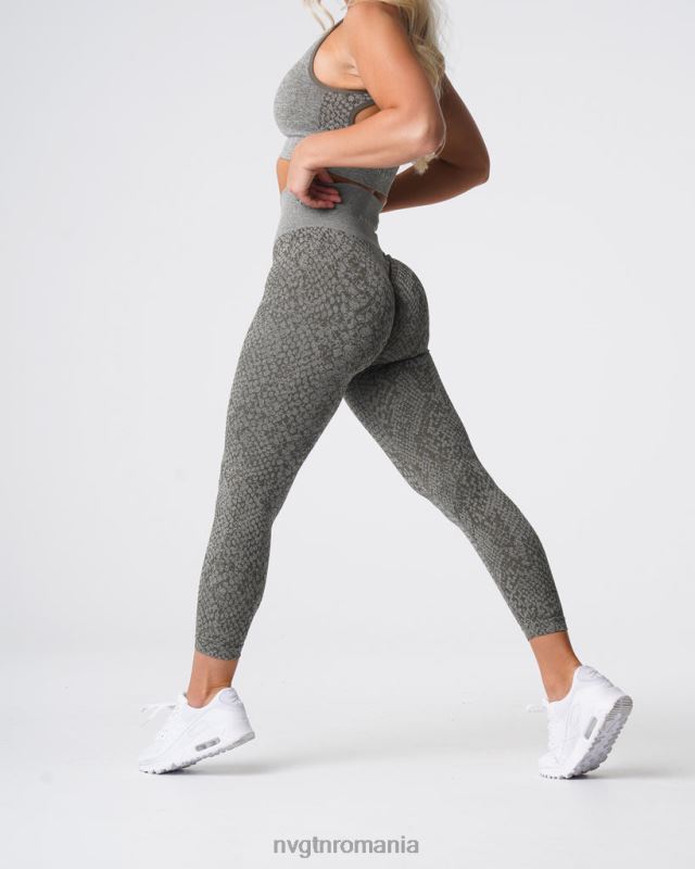 NVGTN jambiere fără sudură din piele de șarpe fitness verde kaki femei F0DH686