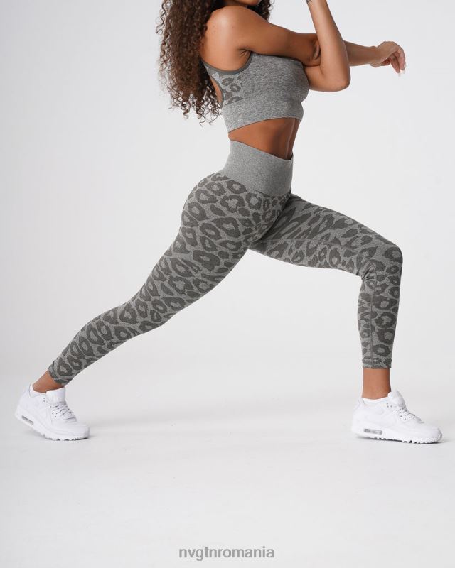 NVGTN jambiere fără sudură leopard fitness verde kaki femei F0DH685