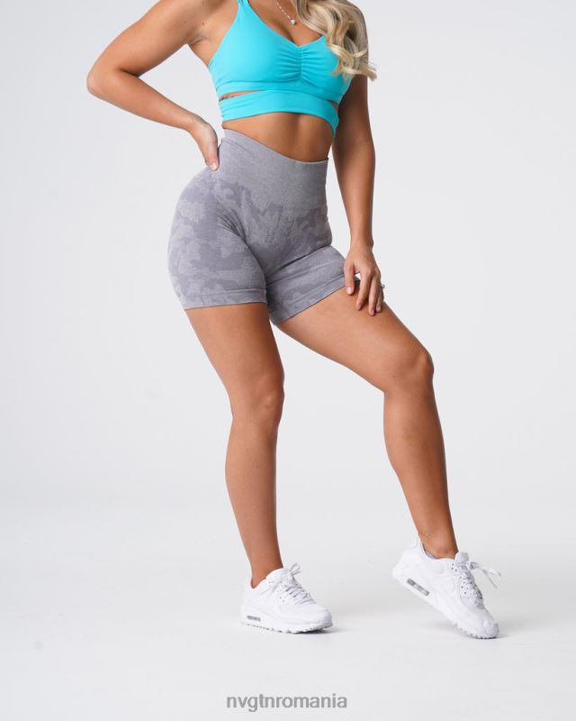 NVGTN pantaloni scurți fără sudură camo fitness gri femei F0DH438