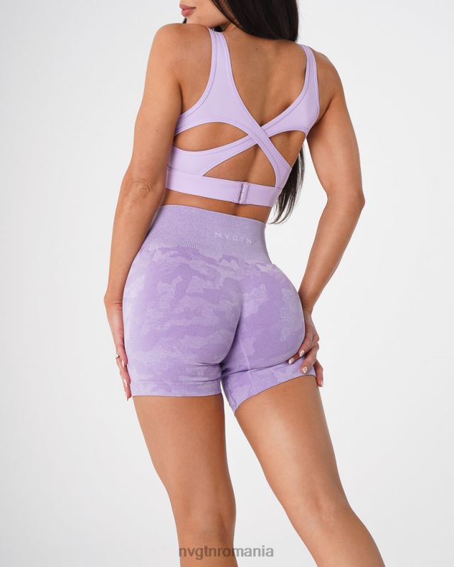 NVGTN pantaloni scurți fără sudură camo fitness liliac femei F0DH446