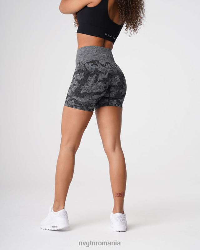 NVGTN pantaloni scurți fără sudură camo fitness negru femei F0DH437
