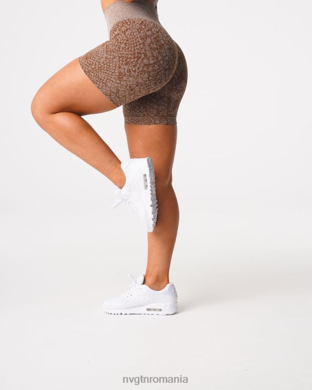NVGTN pantaloni scurți fără sudură din piele de șarpe fitness moca femei F0DH475