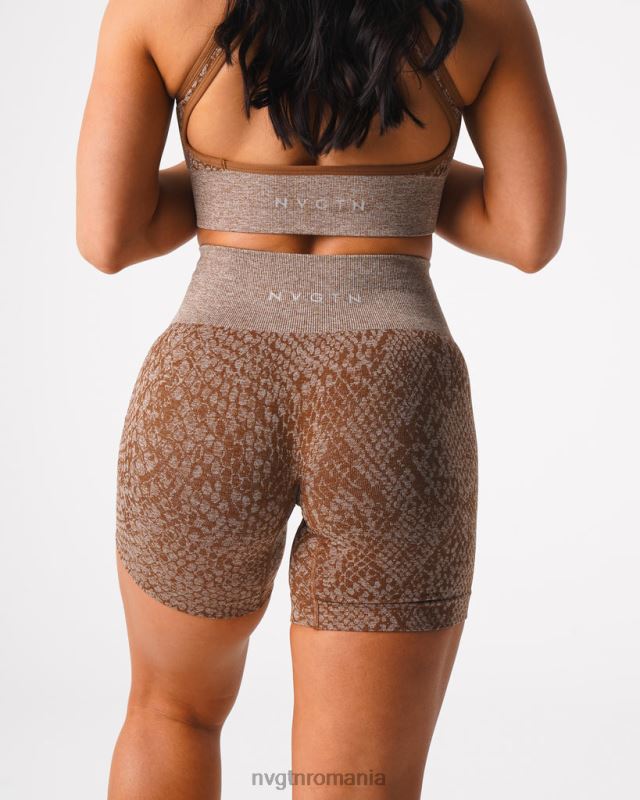 NVGTN pantaloni scurți fără sudură din piele de șarpe fitness moca femei F0DH475