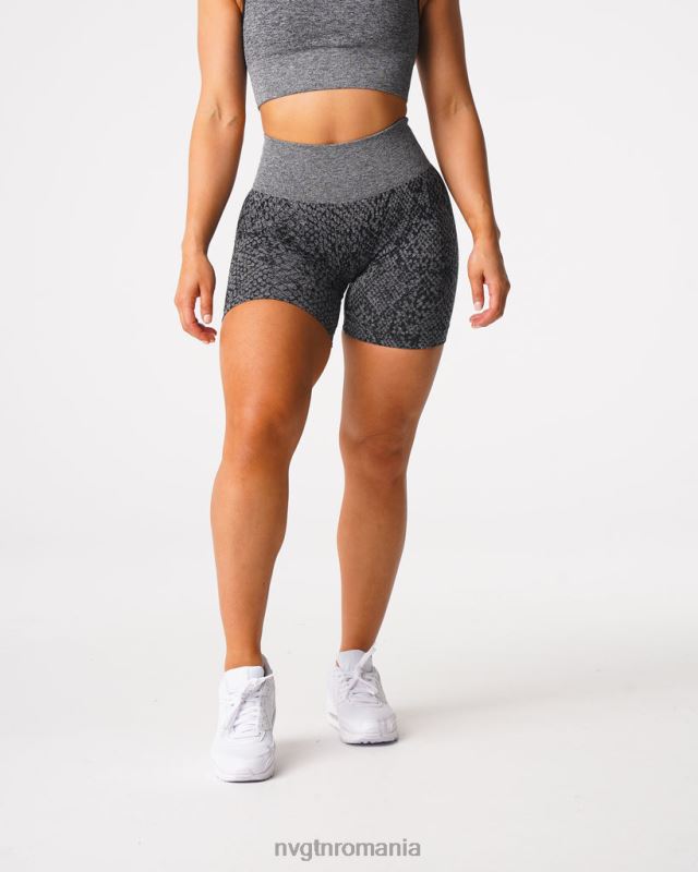 NVGTN pantaloni scurți fără sudură din piele de șarpe fitness pete negre femei F0DH473