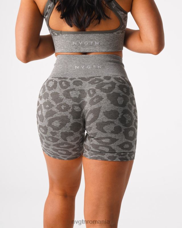 NVGTN pantaloni scurți fără sudură leopard fitness verde kaki femei F0DH468