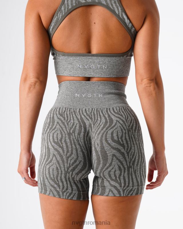 NVGTN pantaloni scurți fără sudură zebră fitness verde kaki femei F0DH471