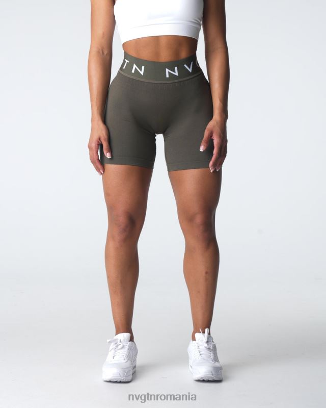 NVGTN pantaloni scurți sport fără sudură fitness măsline femei F0DH432