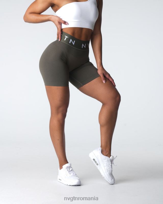 NVGTN pantaloni scurți sport fără sudură fitness măsline femei F0DH432