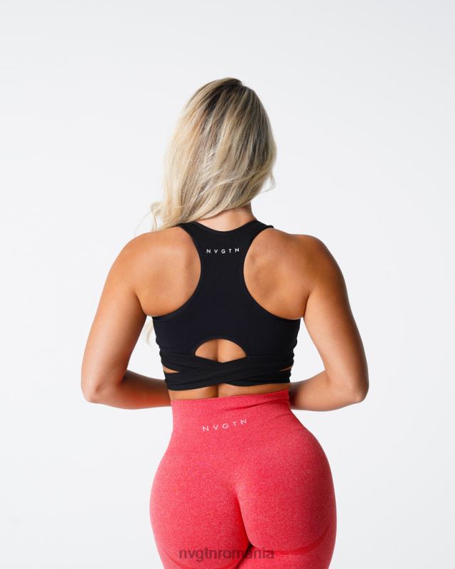 NVGTN sculptați topul sutienului fără cusături fitness negru femei F0DH202