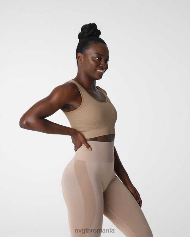 NVGTN sutien fără cusături cu nervuri desire fitness bej femei F0DH141