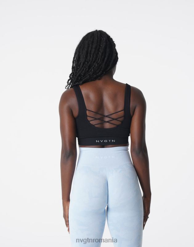 NVGTN sutien fără cusături cu nervuri desire fitness negru femei F0DH196