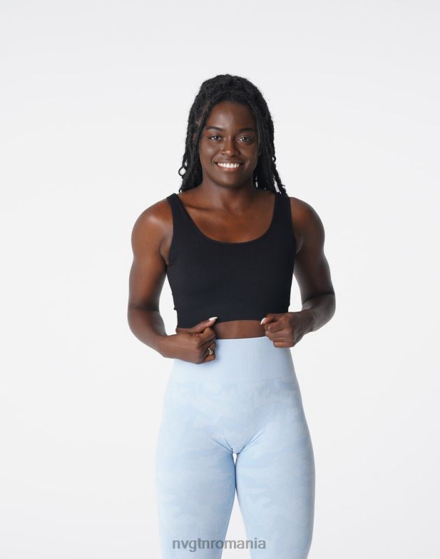 NVGTN sutien fără cusături cu nervuri desire fitness negru femei F0DH196