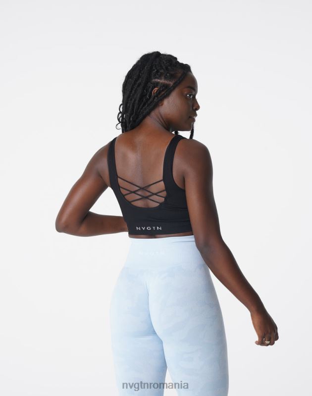 NVGTN sutien fără cusături cu nervuri desire fitness negru femei F0DH196