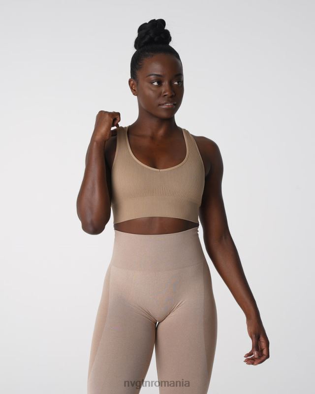 NVGTN sutien fără cusături cu nervuri galaxy fitness bej femei F0DH160