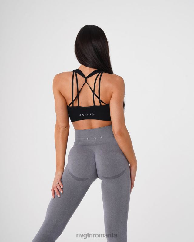 NVGTN sutien fără cusături cu nervuri galaxy fitness negru femei F0DH158