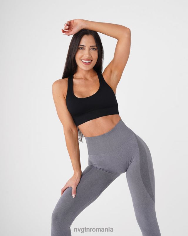 NVGTN sutien fără cusături cu nervuri galaxy fitness negru femei F0DH158