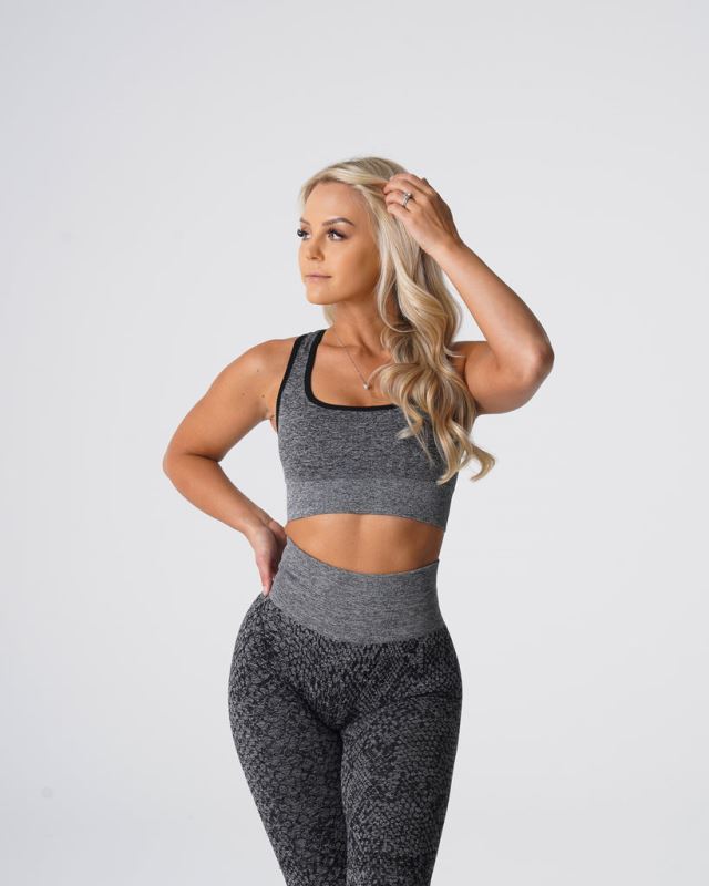 NVGTN sutien fără cusături eclipse din piele de șarpe fitness pete negre femei F0DH215