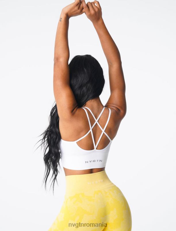 NVGTN sutien fără cusături înfloriți fitness alb femei F0DH163