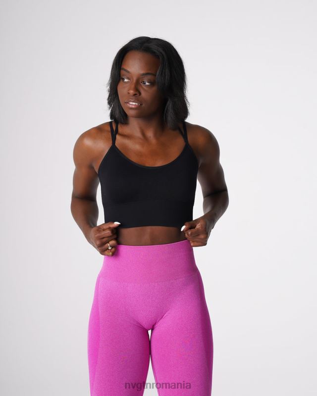NVGTN sutien fără cusături înfloriți fitness negru femei F0DH162