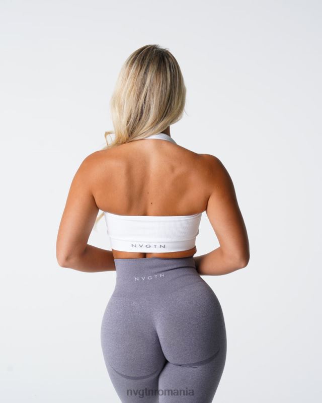 NVGTN sutien halter fără cusături cu nervuri nelimitate fitness alb femei F0DH115