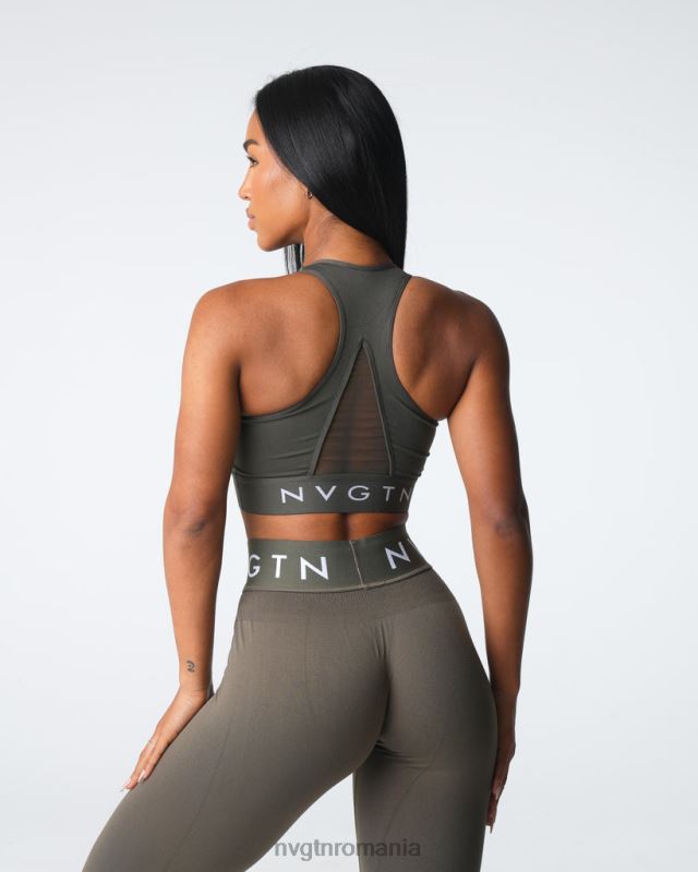 NVGTN sutien sport fără cusături fitness măsline femei F0DH23