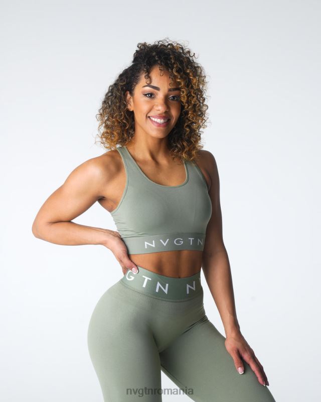 NVGTN sutien sport fără cusături fitness verde salvie femei F0DH31