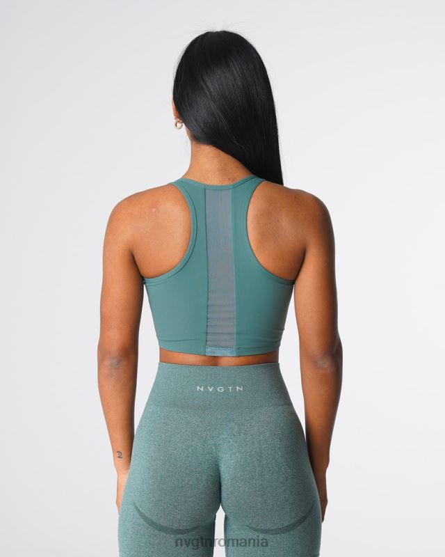 NVGTN sutien strălucitor fitness padure verde femei F0DH135