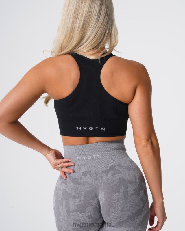 NVGTN sutien strâns fără cusături fitness negru femei F0DH154