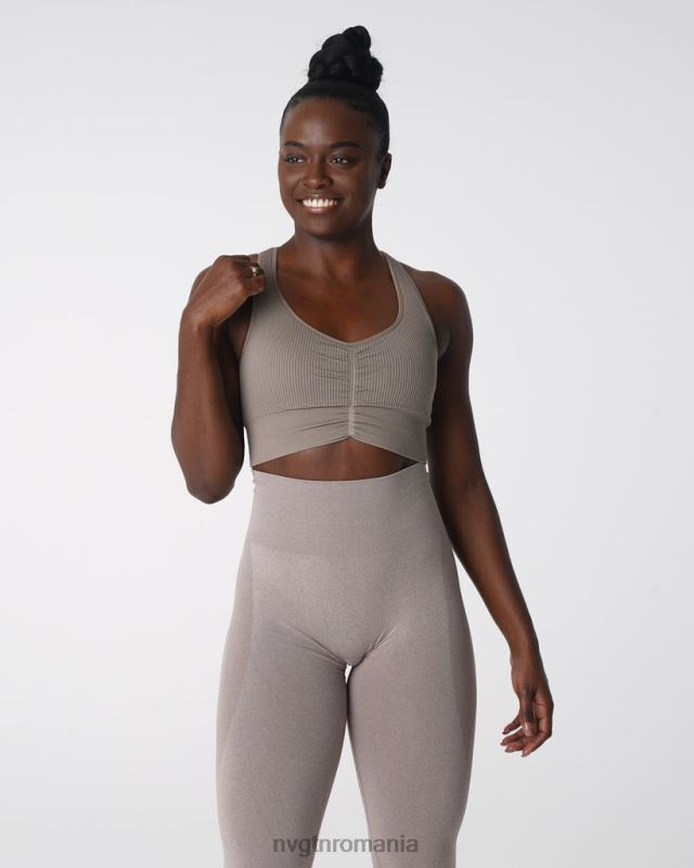 NVGTN sutien strâns fără cusături fitness taupe femei F0DH157