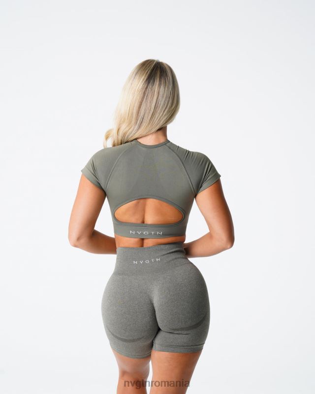 NVGTN top sutien fără cusături vortex fitness verde kaki femei F0DH73