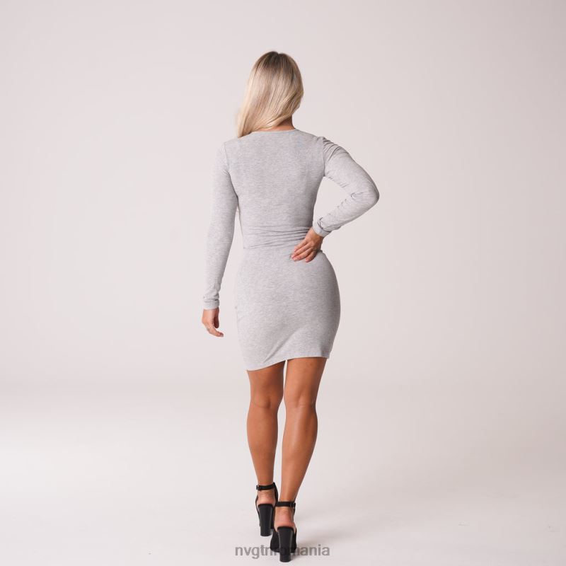 NVGTN rochie midi easy daze cu nervuri mod de viata gri femei F0DH724