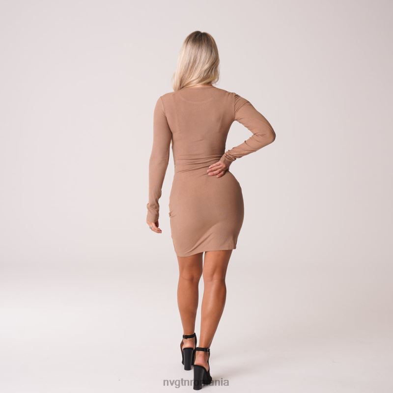 NVGTN rochie midi easy daze cu nervuri mod de viata moca femei F0DH723